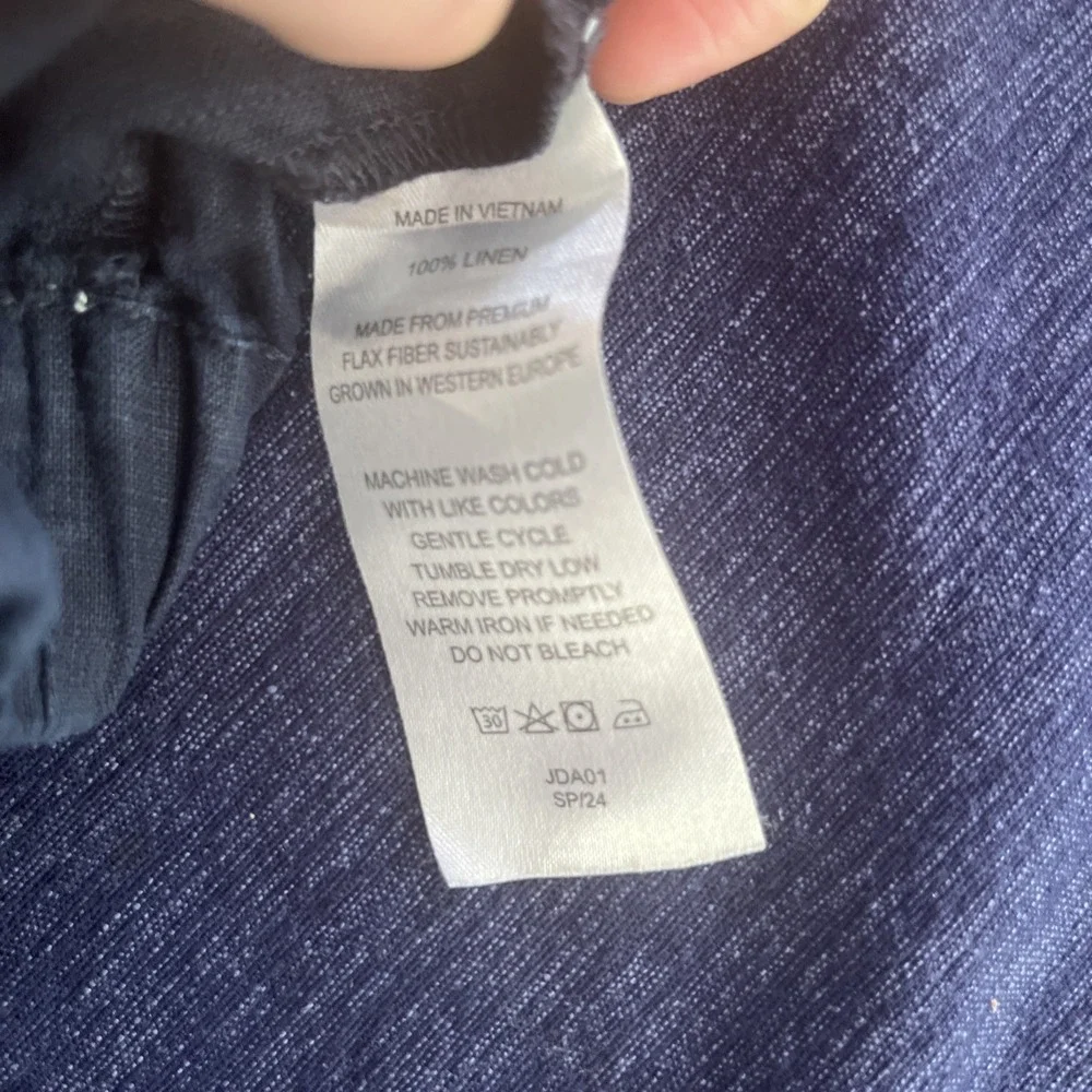 Quince Casual High Waist Blue 100% Linen Size Medium Women's Pants